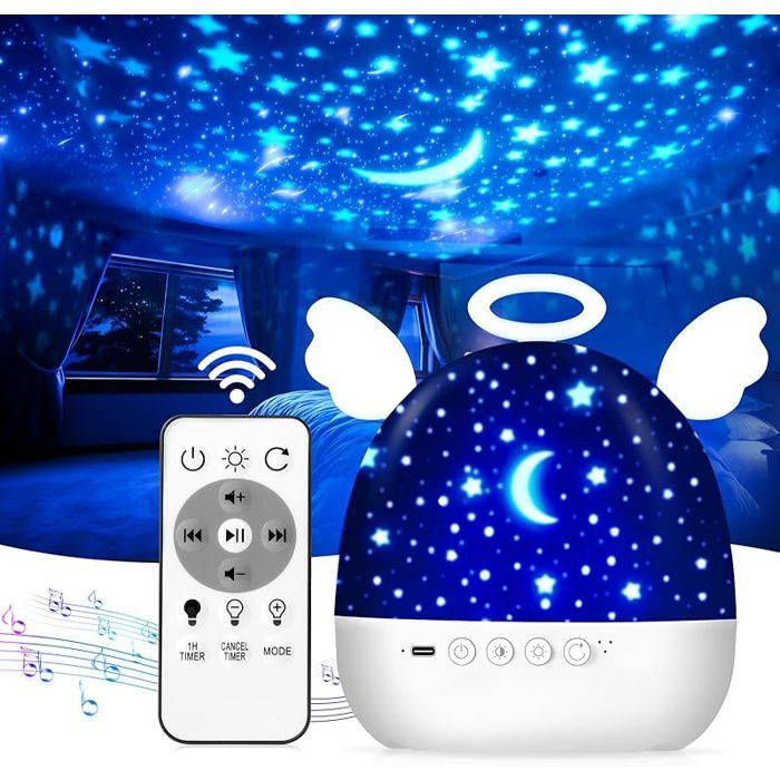 Veilleuse Bébé Projecteur Ciel Etoile Plafond 22 Films Veilleuse Enfant Projecteur Veilleuse Musicale et Lumineuse Ange