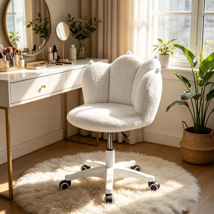 Fauteuil de bureau réglable en hauteur avec roulettes douce et confortable 360° pivotant pour chambre salon et bureau Gris