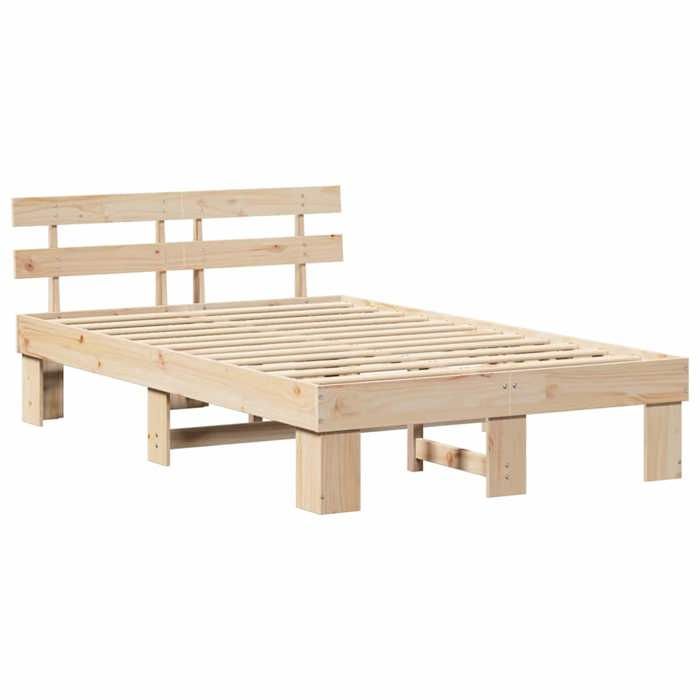 RUIG - TOP Meuble de Couchage - SHELD - Cadre de lit Double - Structure de lit - avec tête de lit Naturel 140x190cm Pin massif 4266