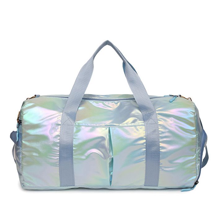 Sac de sport pour femme avec séparation humide/sèche sac de voyage à poche à chaussures 47x24x25cm Bleu