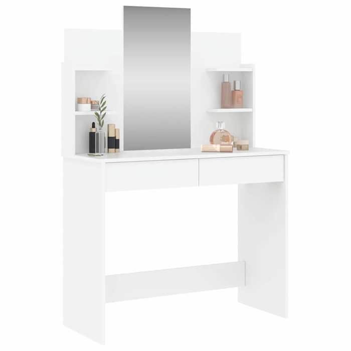 (15024)Moderne Coiffeuse avec miroir blanc 96x39x142 cm poid:34.24 kg