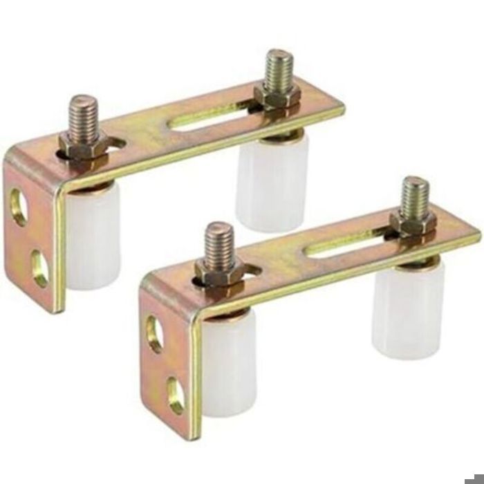 Lot de 2 Rouleaux Nylon + Supports L Réglables pour Portail Coulissant Blanc