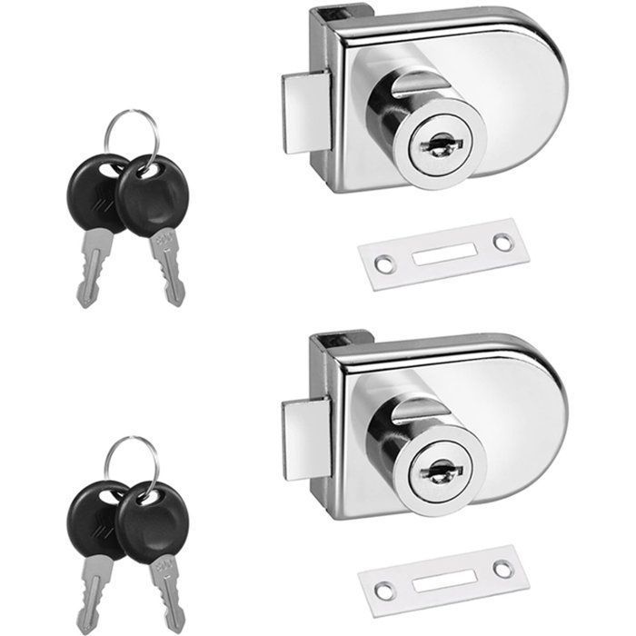 Serrure de porte en verre sans perçage en alliage de zinc serrure pour armoire à bijoux en verre serrure pour porte simple Femeo