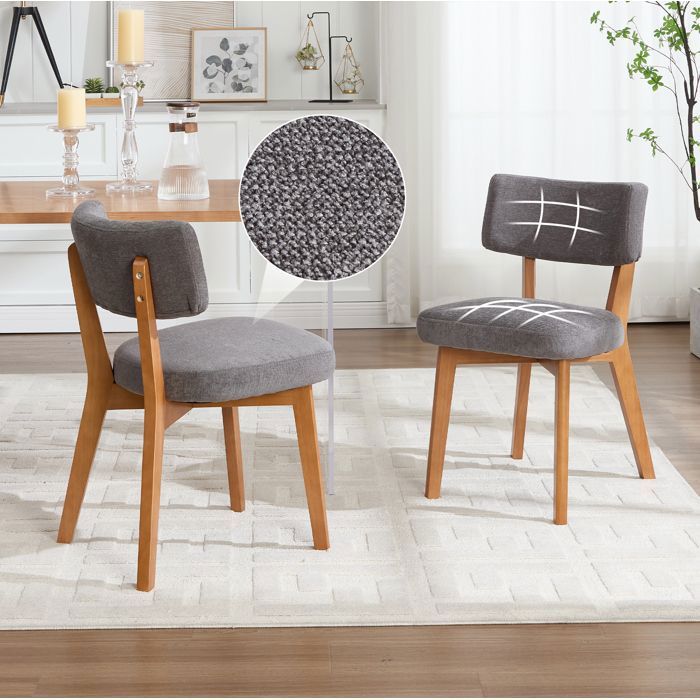 Modenuit Lot de 2 chaises de salle à manger avec dossier ergonomique bois gris