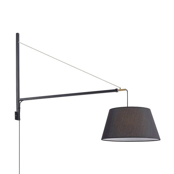 Applique murale - Lucande - lampe murale - Tissu textile - noir doré