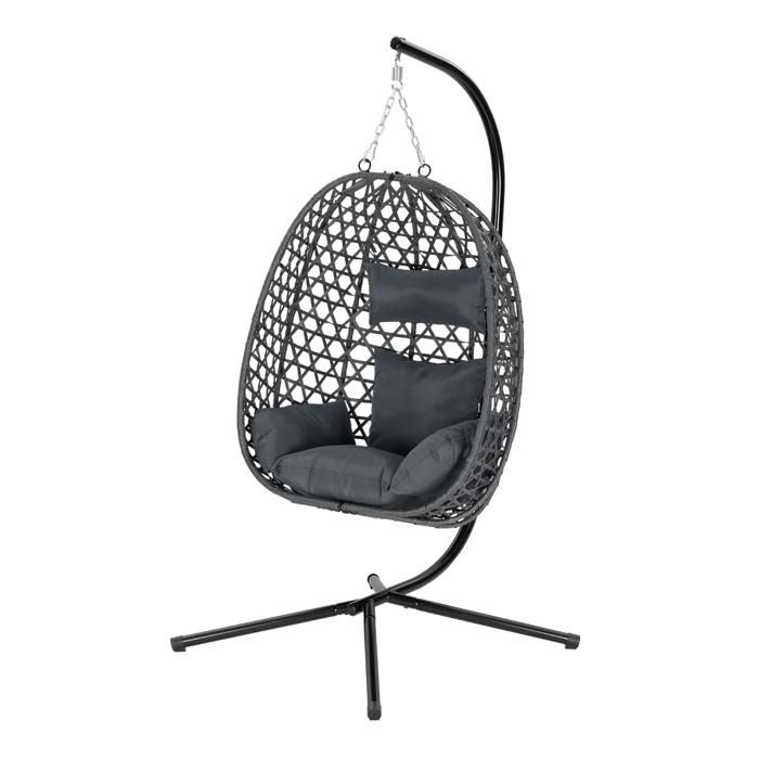 Chaise suspendue en rotin naturel hauteur réglable style scandinave détente intérieur/extérieur