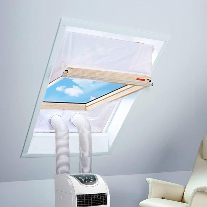Kit de climatiseur portable étanche double ventilation fenêtre compatible tuyaux simples/doubles 230x38cm.