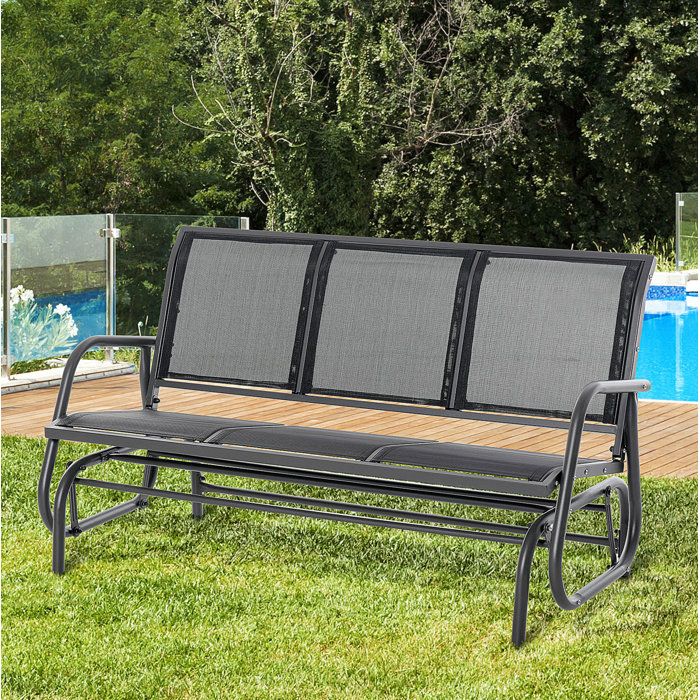 Banc à bascule de jardin 3 places structure en métal assise en maille respirante 147 x 75 x 85 cm ORVRYN