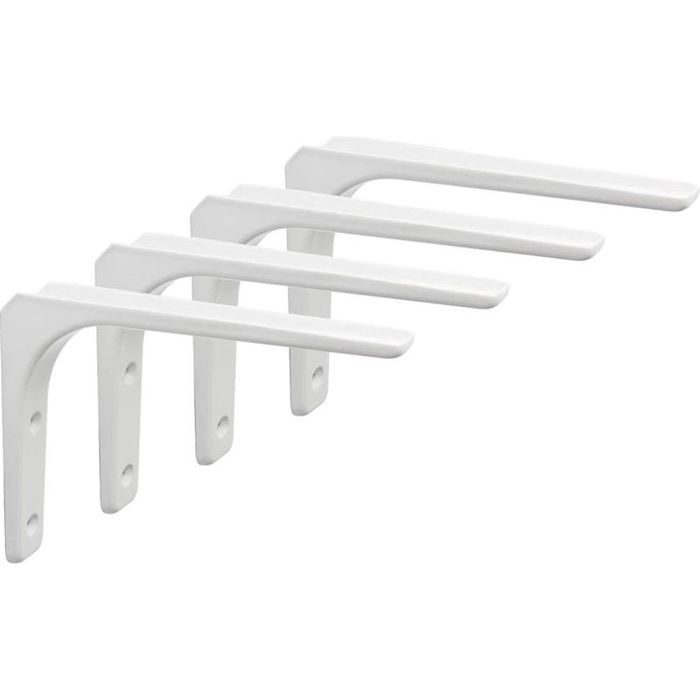 4pcs Equerre Etagere Murale Equerre Metal 200mm x 150mm Equerre Charge Lourde Support Etagere Murale Pour Deco Murale Blanc