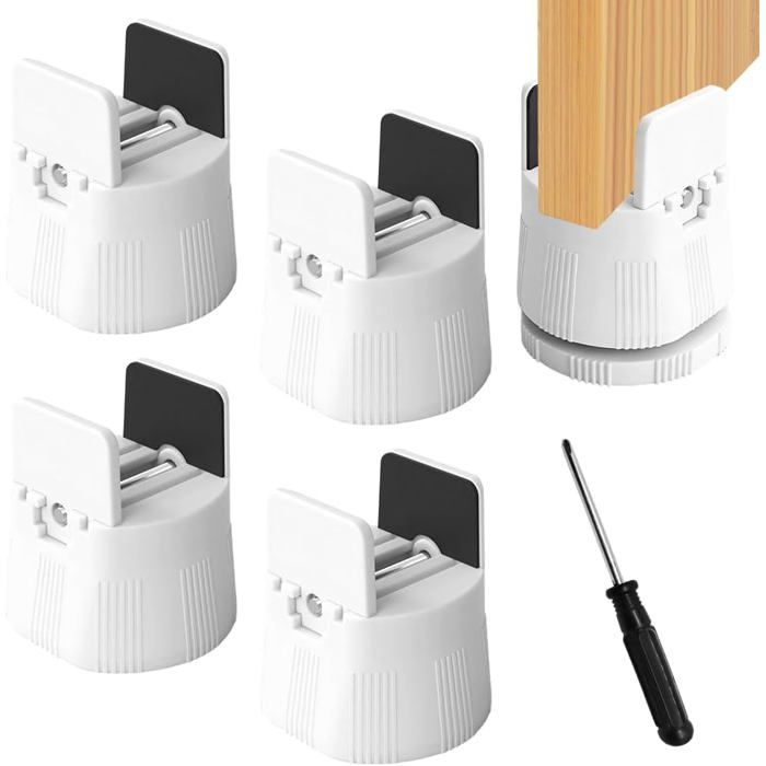 Lot de 4 rehausseurs de meubles de 6 à 8 cm - Réglables - Pour meubles de 1 à 50 mm de large - Avec pince à vis - Ch PIED DE MEUBLE