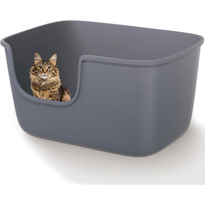 Grand Bac À Litière Pour Chat À Bords Hauts Extra Profonds Pour La Maison De Plusieurs ChatsBac À Litière Haute Paroi Anti-Éclabo