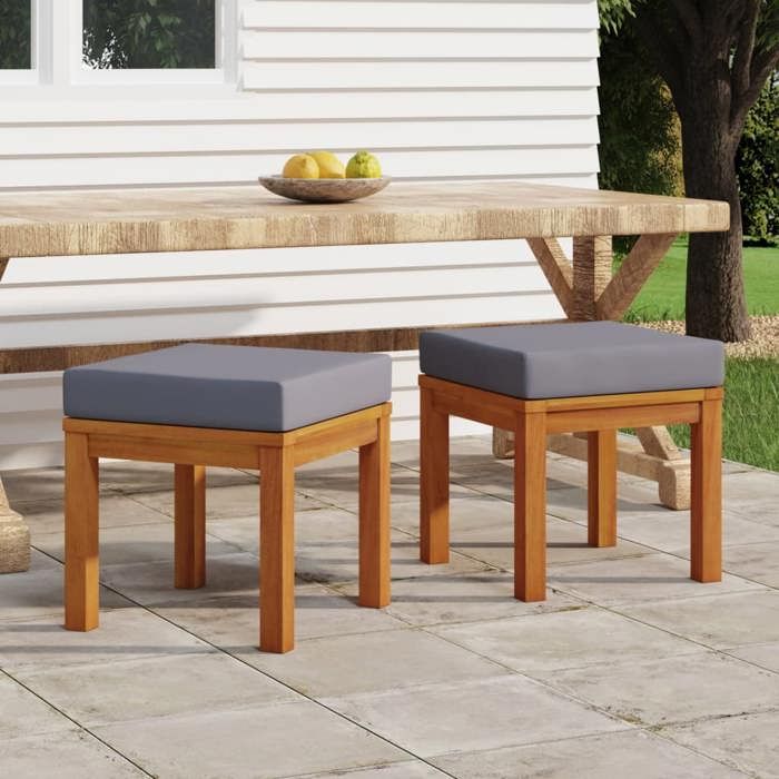 Tabourets de jardin avec coussins - COCO - bois dacacia massif - 40 x 40 x 34 cm - 2 pcs 565913