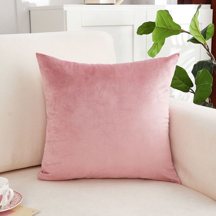 2pcs Housses de coussin velours - Fermeture éclair cachée Doux et résistant - Canapé lit voiture - Rose 45x45 cm