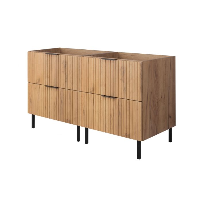 Meuble vasque - 3XE LIVING - 120 (2x60 cm) - Chêne Craft - 4 tiroirs - Sans plan de travail