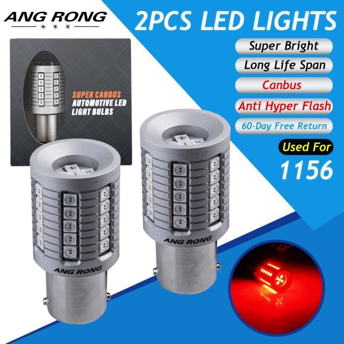 ANG RONG CANBUS ODB 12-22V P21W 1156 BA15s R10W Ampoules 45 SMD LED voiture moto Feu stop arrière Rouge
