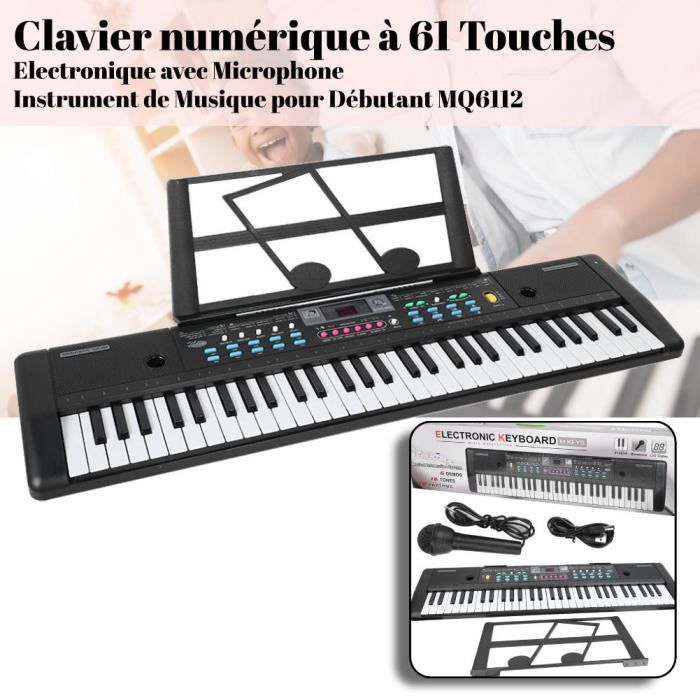 Clavier De Piano 61, Clavier De Piano Portable Avec Pupitre, Microphone