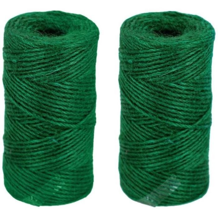 Ficelle En Jute Naturelle Colorée 2 Mm - 2 Rouleaux De 100m (Rouge & Vert) - Pour Emballage Et Déco - 14