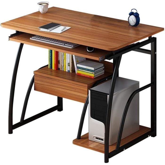 Table pour PC, tiroir clavier en bois Marron clair, 3 tiroirs et retour  fixe rond pour imprimante Noir ST-F1083 - Tables - Mobilier de bureau -  Tous ALL WHAT OFFICE NEEDS