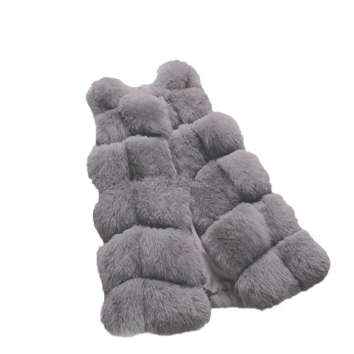 Gilet Fausse Fourrure Femme - Gilet Chaud Sans Manches Col V