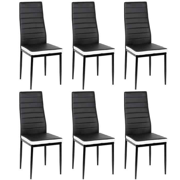 WSdwqaa% 6x Chaises Pour Salle à Manger Noir et Blanc! Style Moderne！(40x39x98cm)