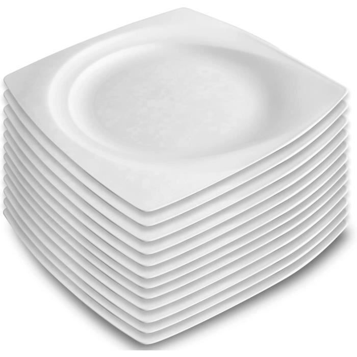 Garnet 9021 Assiette carrée en plastique dur rigide et réutilisable – Passe  au lave-vaisselle – Blanc – Fabriqué en Italie – L[1054] - Cdiscount Maison