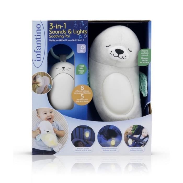 veilleuse peluche musicale - Infantino - Doux Rêves - peluche douce - veilleuse intégrée - mélodies apaisantes