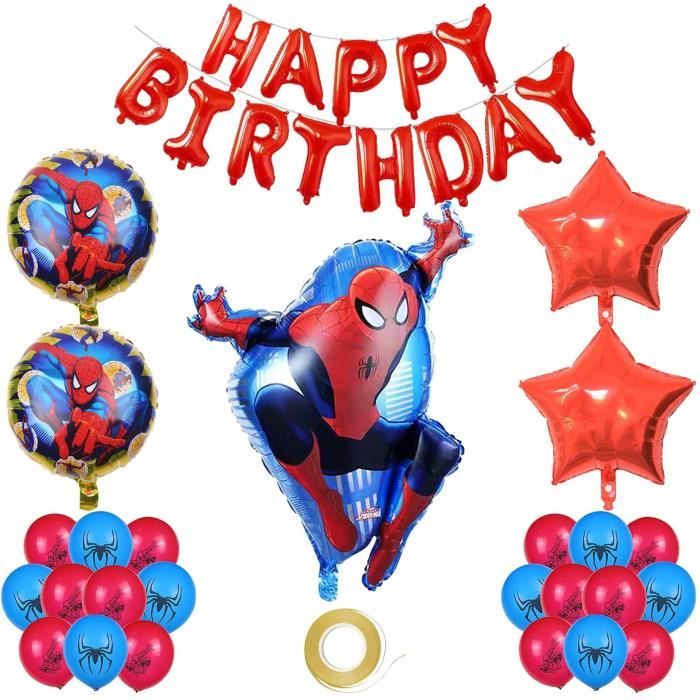 Décoration Anniversaire Spiderman, Ballon en Aluminium Ensemble de Ballons Spiderman Helium