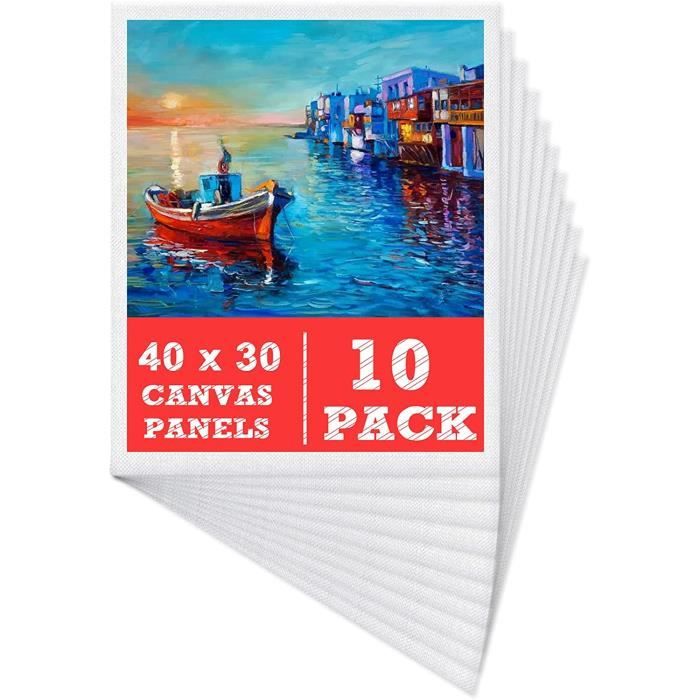 Toiles à Peindre (Lot de 10) 40x30cm Toile Vierge PréÉtirée Adaptées pour Peintures
