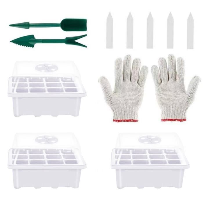 KAHEIGN Lot De 10 Plateaux De Germination Biodégradables 12 Cellules - Semis Légumes, Fleurs & Blé Avec Couvercles
