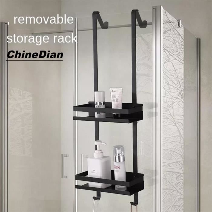 Étagère murale de salle de bain en inox ChineDian - Noir - 74*25*10.2cm