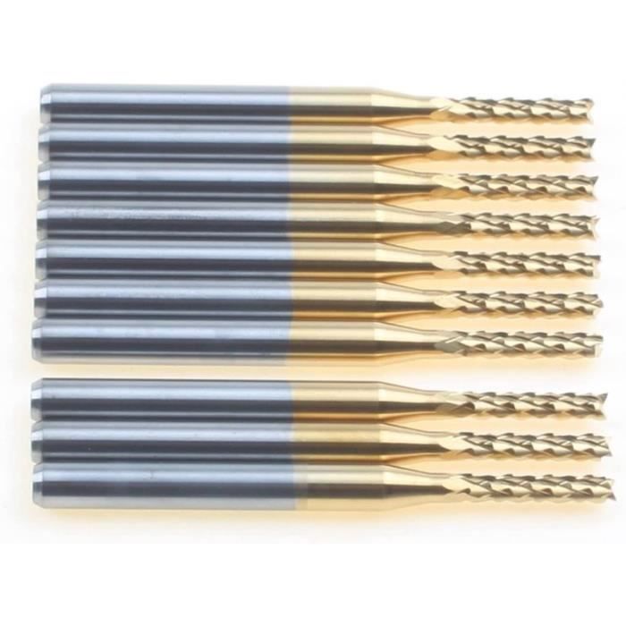 10 Fraises CNC Carbure 2 Mm – Pour PCB, Métal, Plastique, Longueur 37 Mm, Boîte De Rangement