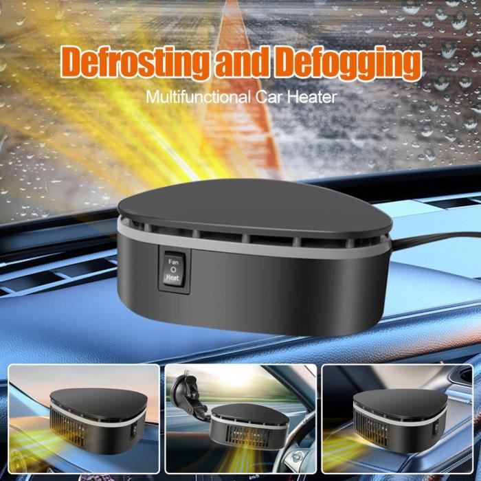 Chauffage De Voiture Chauffage Voiture 2 En 1 - 12V 200W - Dégivrage Rapide Pare-brise - Rotation 360° - Noir Chauffage Rapide Auto