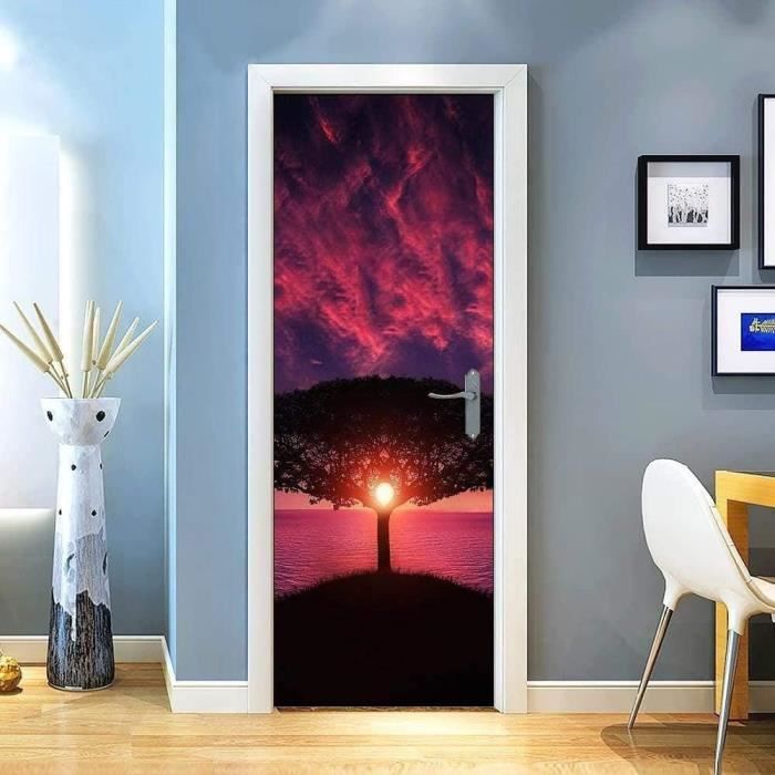 Sticker Porte 3D Motif Ballon Vélo - 80x200 Cm, Gris Bleu - Décoration Murale Facile, Sans Résidu - 10