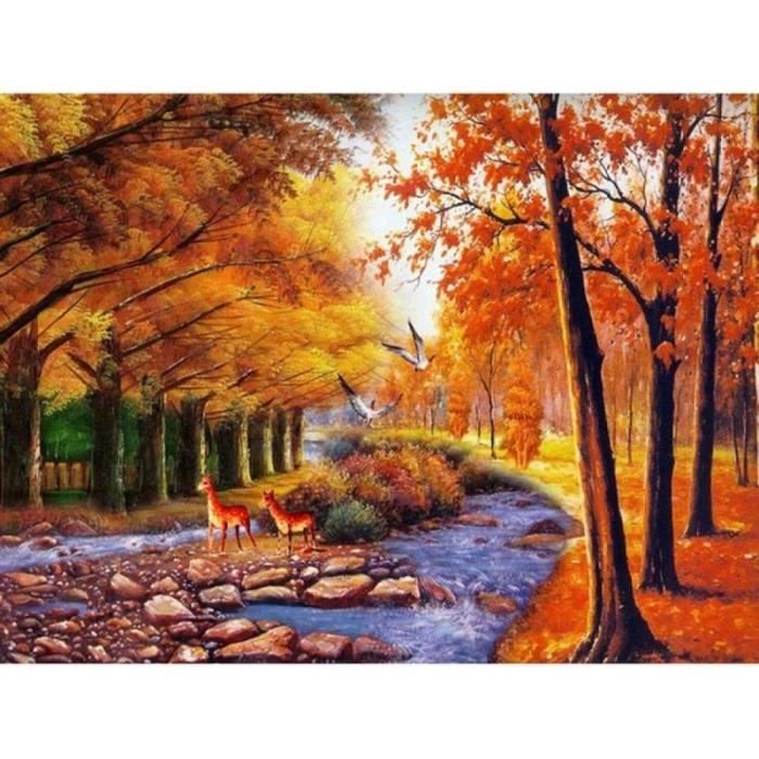 Diamond Painting Complet Kits,Fille Forêt 5D Kit Broderie Diamant Complet,Bricolage Cristal