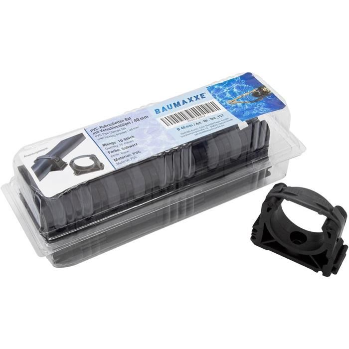 10 Colliers De Serrage Double PVC Noir 24mm - Pour Fixation Tuyaux, Étagères, Supermarché