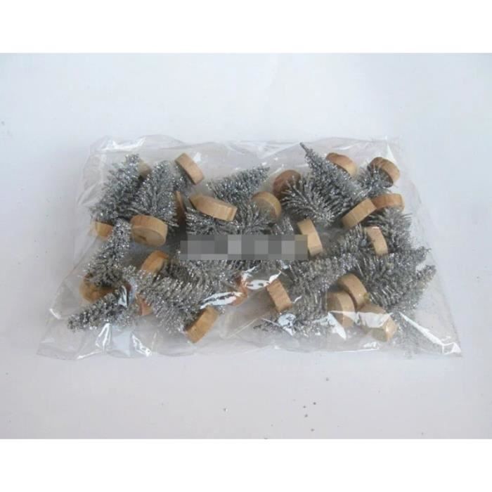 34 Mini Sapins De Noël DECARETA - 5 Tailles 3.5-12.5cm, Base Bois, Décorations Incluses