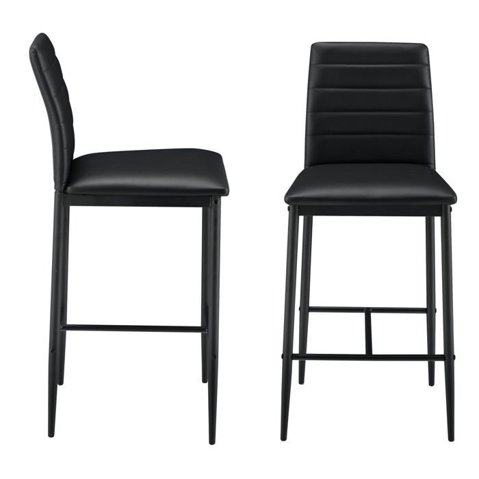 Lot de 2 tabourets de bar chaises avec pieds en acier assise synthétique et hauteur Lot de 2 tabourets de bar chaises avec pieds en acier assise synthétique et hauteur