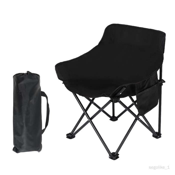 chaise de camping pliante, chaise de plage, antidérapante, pliable, en plein air, en forme pour voyage, pêche, noir