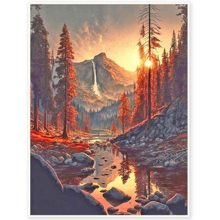 Peinture Diamant 5D Complet Cascade De La Cabane Broderie Diamant Kit