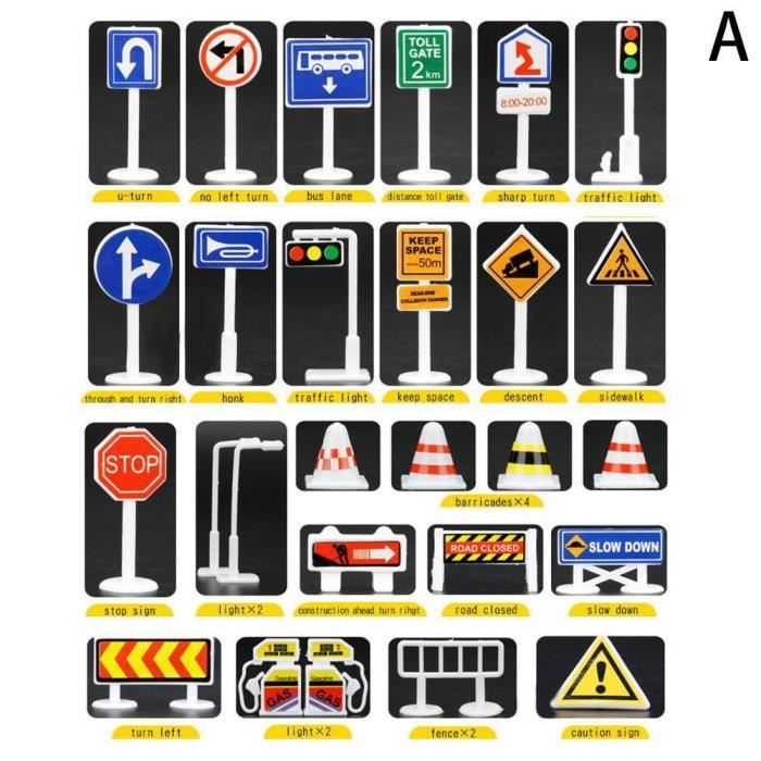 28 pi ces accessoires de jouet de voiture panneaux de