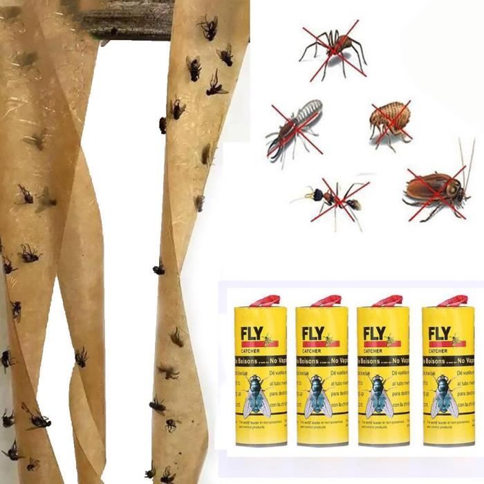 4 rouleaux de papier mouche collant éliminent les mouches piège à papier PRODUIT INSECTICIDE 69