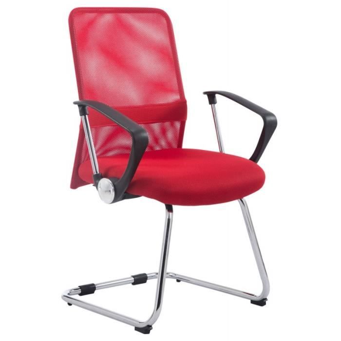 Chaise Fauteuil De Bureau Avec Accoudoirs En Maille Rouge Sans Roulette Bur10192 Achat Vente Chaise De Bureau Rouge Soldes Sur Cdiscount Des Le 20 Janvier Cdiscount