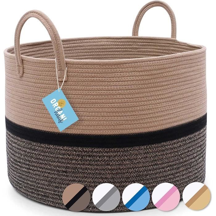 Grand Panier De Rangement En Jute Avec Poignées - 23 Cm Haut, Beige, Pour Jouets, Linge, Décoration