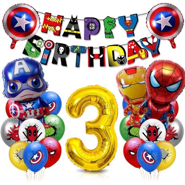 Déco Ballons Anniversaire 3 Ans Garçon - 30 Pièces Avec Chien Cartoon Et Bannière