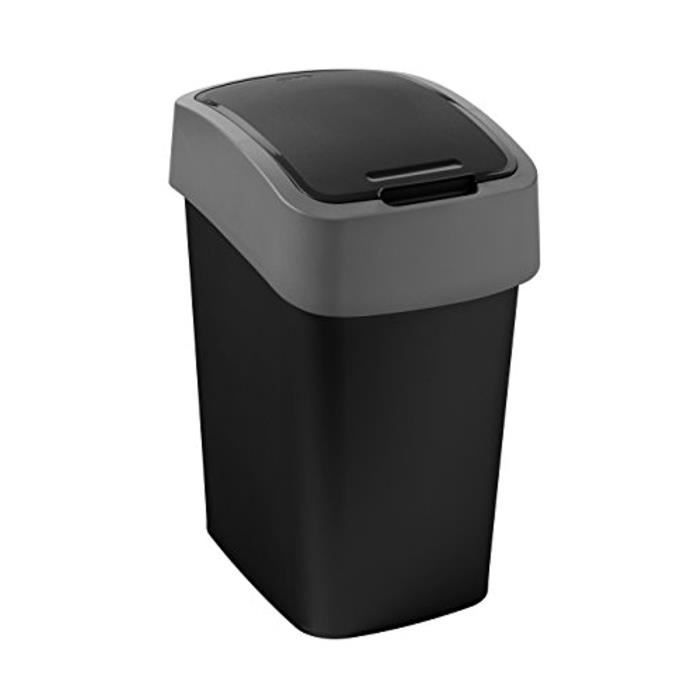 229415 Flip Bin Poubelle Plastique Noir-Argent 26 X 34 X 47 Cm 25 L 5901