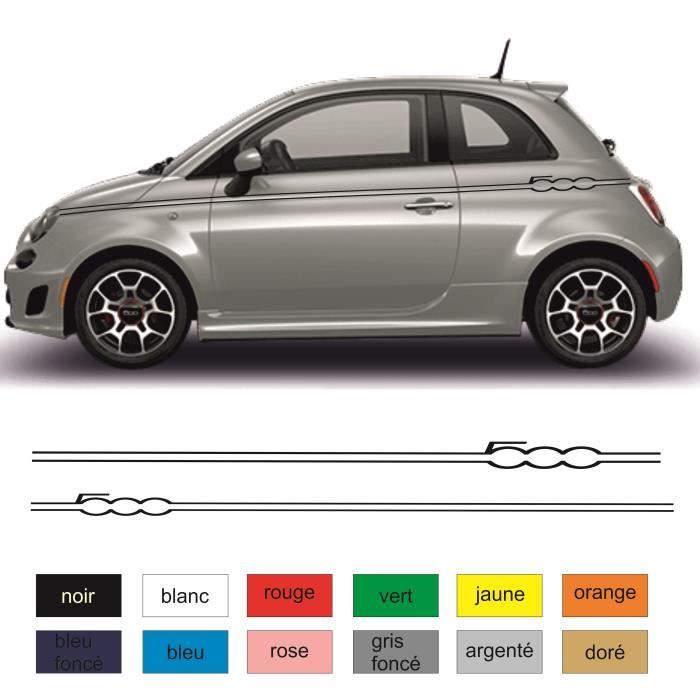Autocollant Noir - Fiat 500 Model 3 - kit stickers décoration adhésif n°1