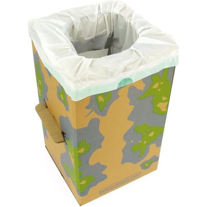 Kit toilettes sèches Cleanis - Système pliable, portable et hygiénique avec 12 sacs absorbants