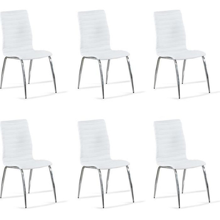 lot de 6 chaises salle à manger blanches - londres - designetsamaison