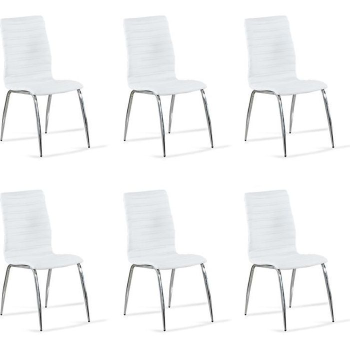 Lot de 6 chaises salle à manger blanches - Londres - DESIGNETSAMAISON Lot de 6 chaises salle à manger blanches - Londres - DESIGNETSAMAISON