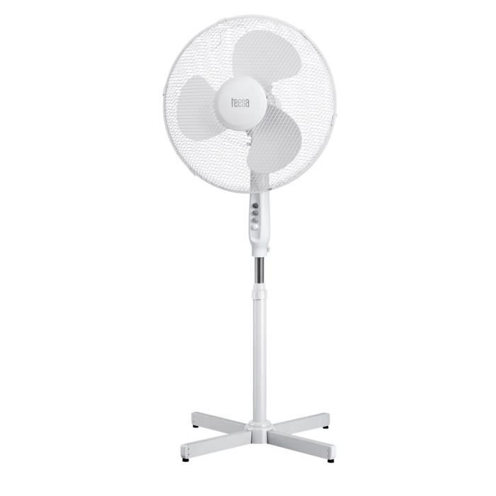 Ventilateur sur pied - TEESA - TSA8022 - 3 vitesses - Hauteur réglable 105-123 cm - Oscillation 90° - Teesa